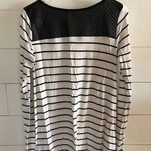 Striped tunic with faux leather shoulders